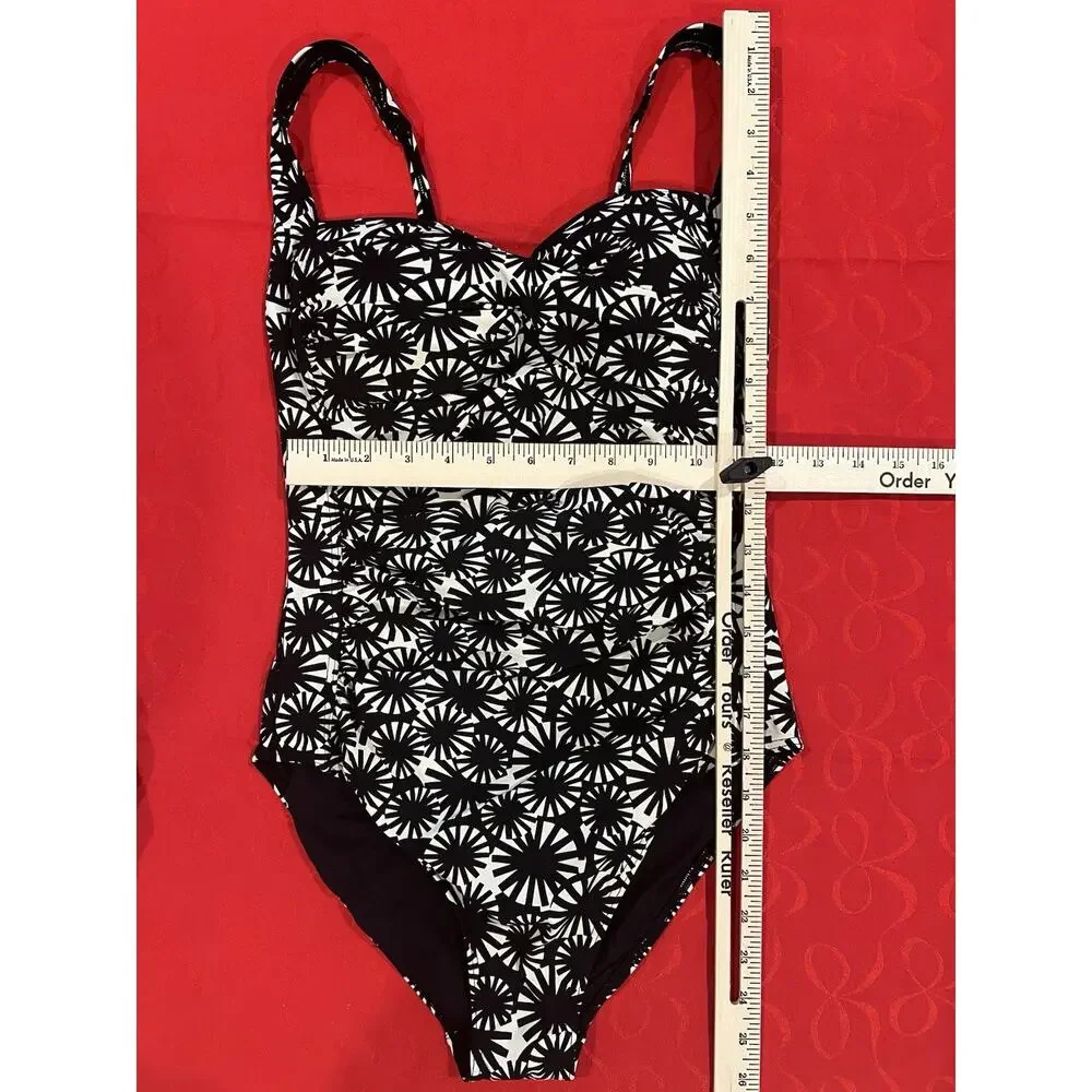 BOND-EYE Australia US 6 D/DD Black White One Piece Bathing Suit Pool Beach Party